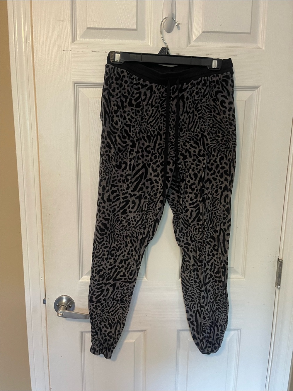Secret Treasures Black and Gray Animal Print Velor Jogger Pants